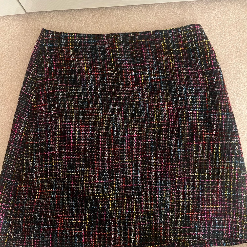 Oasis Black Multicolor Tweed Pencil Skirt